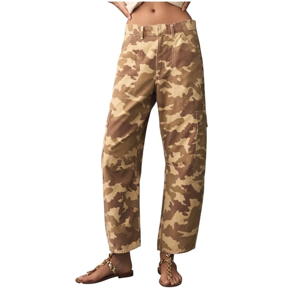 Citizens of Humanity Marcelle Camo Barrel Cargo Pant Women's 33 Sand Camo NEW.